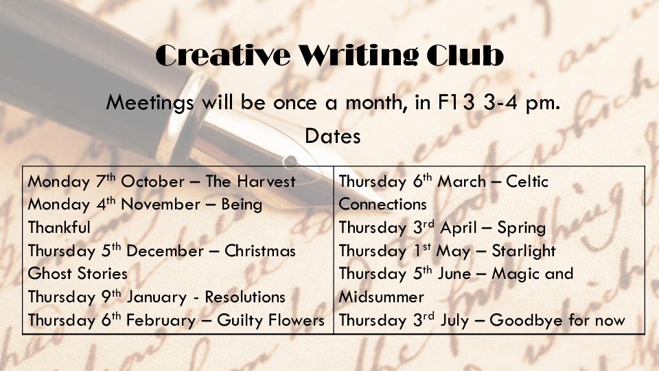 Creative writing club poster