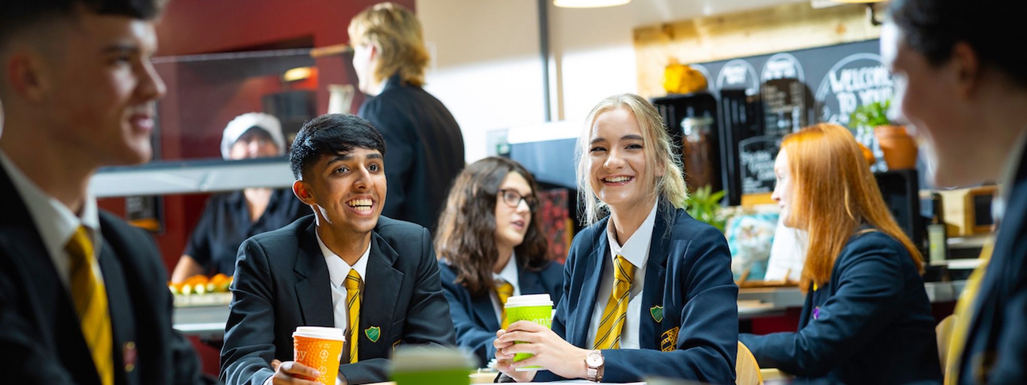 Pupils in sixth form cafe